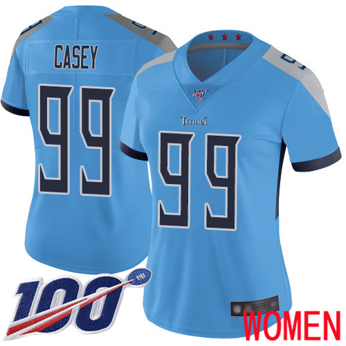 Tennessee Titans Limited Light Blue Women Jurrell Casey Alternate Jersey NFL Football #99 100th Season Vapor Untouchable->tennessee titans->NFL Jersey